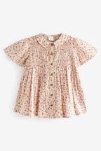 Pink Ditsy Shirred Cotton Dress (3mths-7yrs)