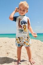 Neutral Safari Sunsafe Top and Shorts cargo Set (3mths-7yrs)