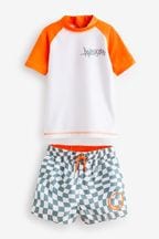 Orange Checkerboard Sunsafe Top and Shorts Set (3mths-7yrs)