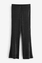 Black Flared Sequin Trousers