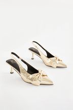Gold Forever Comfort® Bow Point Toe Slingback Heel Shoes