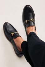 Black Loafers With Snaffle Trim