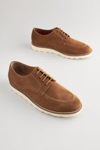 Tan Brown Suede Apron Wedge Shoes
