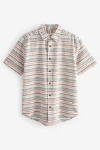 Multicolour Textured Stripe Short Sleeve Shirt