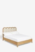 Contemporary Tweed Natural Linen Arches Wood Upholstered Bed Frame