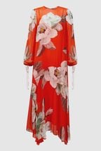 Florere Floral Asymmetric Midi Dress