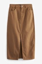 Rust Brown Denim Maxi Skirt