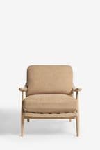 Fine Chenille Sand Natural, Light Oak Effect Frame Hampton Wooden Accent Chair
