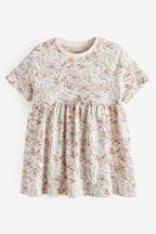 Cream Ditsy Short Sleeve Cotton Jersey Dress (3mths-7yrs)