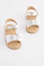 White Standard Fit (F) Satin Bridesmaid Bow Sandals