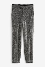 Silver Leopard Sequin Cargo Trousers