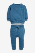 Blue Personalised Jersey Sweatshirt draped and Joggers Set (3mths-7yrs)