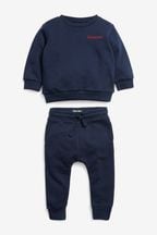 Navy Blue Personalised Jersey FRED Sweatshirt and Joggers Set (3mths-7yrs)