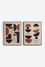 Set of 2 Natural Handpainted Abstract Canvas Wall Art