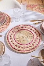 Set of 2 Pink Woven Seagrass Placemats