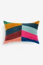 Multi Bright Rectangle Vertical Velvet Stripe Cushion
