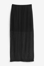 Black Mesh Midi Skirt