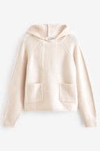Ecru White Pocket Detail Hoodie