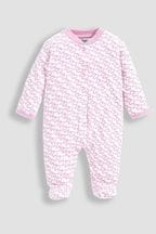 JoJo Maman Bébé Pink Personalised Little Elephants Cotton Baby Sleepsuit
