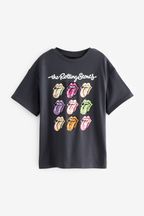 Charcoal Grey Sequin Rolling Stones Rainbow Sequin Rolling Stones Oversized T-Shirt (3-16yrs)