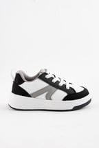 Black/White Standard Fit (F) Elastic Lace Trainers