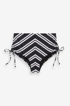 Black/White Stripe High Waist Bikini Bottoms