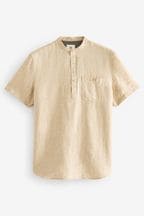 Stone Overhead Linen Blend Short Sleeve Shirt