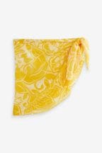 Yellow Floral 'Mini Length Sarong Beach Skirt Cover-Up