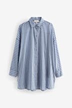 Blue/White Stripe Beach Shirt Cover-Up
