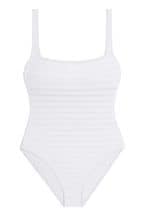 Lauren Ralph Lauren Ottoman Mesh Square Neck White Swimsuit