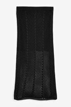 Black Knitted Co-ord Midi Skirt
