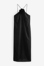 Black Corsage Halter Dress