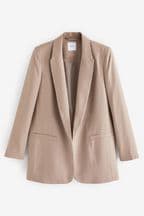Mink Brown Relaxed Fit Edge to Edge Blazer