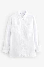White 100% Linen Long Sleeve Shirt
