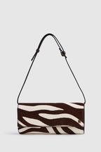 Reiss Mocha Dakota Zebra Calf Hair Baguette Bag