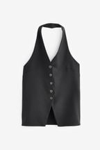 Black Tailored Jersey Halter Waistcoat