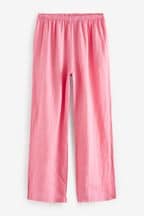 Pink Premium 100% Linen Wide Leg Trousers