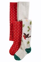 Frugi Red Organic Cotton Christmas True Red Spot Long Sleeve Pk Tights