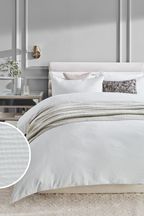 White Crinkle Gauze 300 Thread Count 100% Cotton Duvet Cover and Pillowcase Set