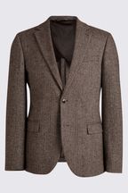 MOSS Brown Slim Fit Tweed Jacket