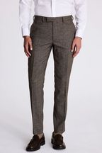 MOSS Slim Fit Brown Tweed Trousers