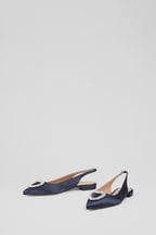 LK Bennett Luana Satin Heart Brooch Slingback Flats