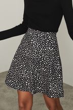 Lipsy Black Non Print Flippy Mini Skater Skirt
