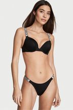 Victoria's Secret Black Push Up Shine Strap Swim Bikini Top