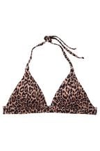 Victoria's Secret Brown Leopard Print Halter Swim Bikini Top