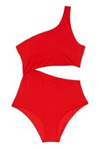 Victoria's Secret Flame Rib Red One Shoulder Swimsuit