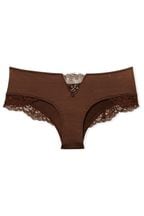 Victoria's Secret Mahogany Brown Lace Insert Cheeky Knickers