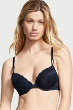 Victoria's Secret Noir Navy Blue Lace Push Up T-Shirt Bra