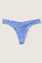 Victoria's Secret PINK Blue Dawn Leopard Print Blue Crossover Cotton Thong Knickers