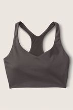 Victoria's Secret PINK Dark Charcoal Brown Smooth Lightly Lined Low Impact Sport Crop Top